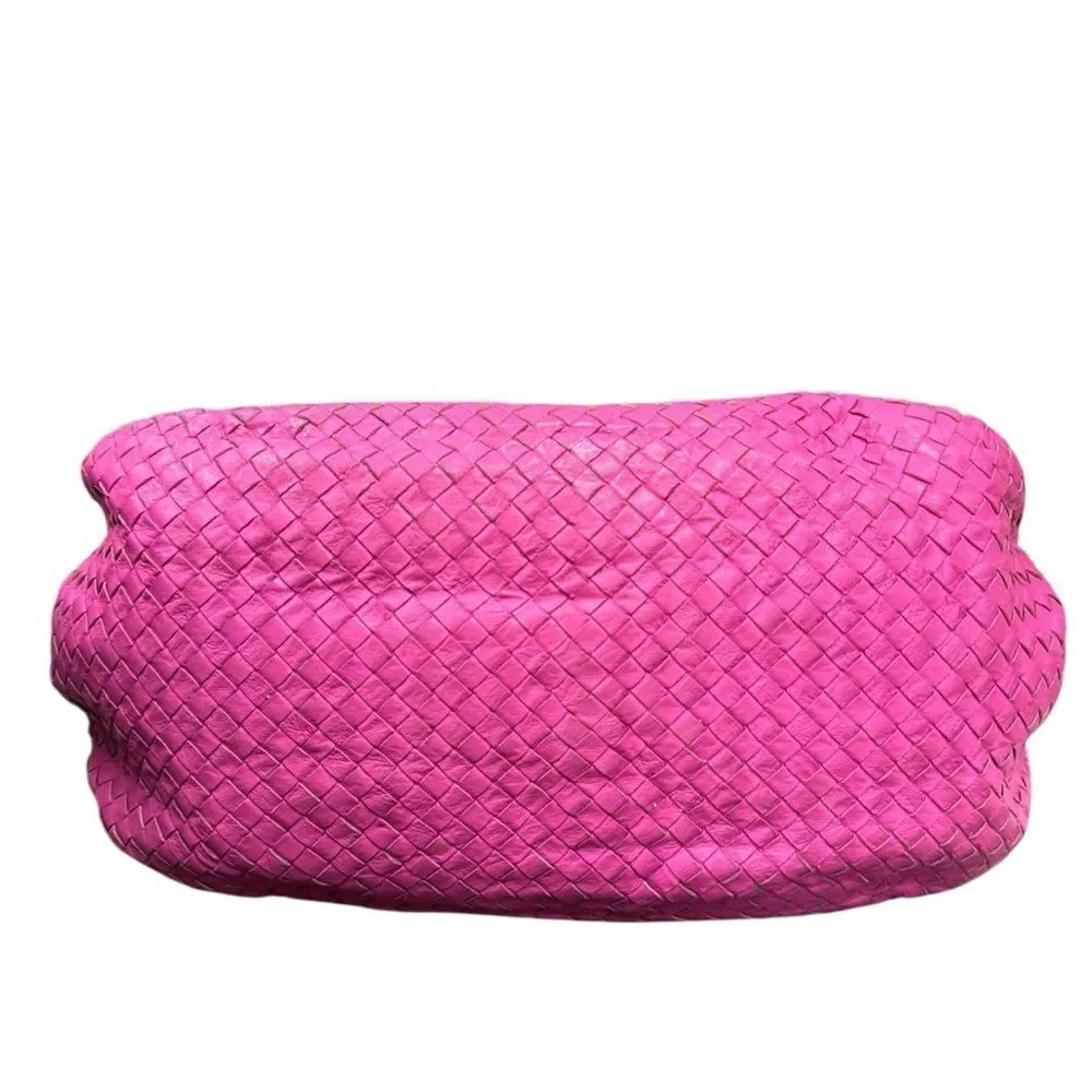 Bottega Veneta Barbie Pink Intreciatto Woven Parachute Leather Shoulder Hobo Bag